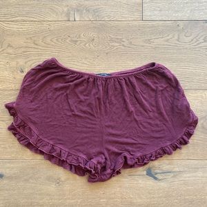 Burgundy Brandy Melville ruffle lounge shorts